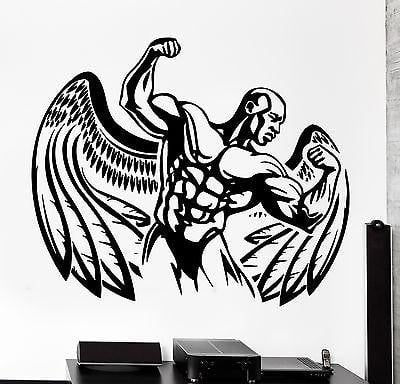 Wall Sticker Sport Bodybuilding Bodybuilder Winged Man Vinyl Decal Unique Gift (z3077)