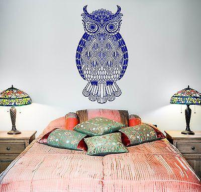 Wall Vinyl Owl Bird Cool Tribal Ornament Mural Vinyl Decal Unique Gift (z3360)