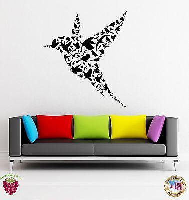 Wall Stickers Vinyl Decal Bird Abstract Modern Unusual Decor For Bedroom Unique Gift (z1783)