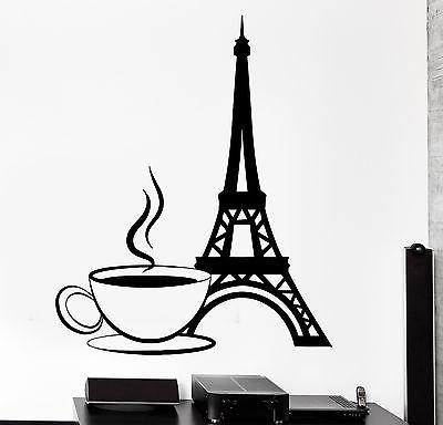 Wall Decal Paris France Eiffel Tower Cup Of Coffee Love Vinyl Decal Unique Gift (z3135)