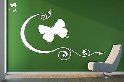 Wall Vinyl Sticker Decal Beautiful Butterfly Flexible Lines Pattern Swirl Unique Gift (n065)