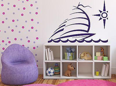 Wall Vinyl Sticker Decal Yacht Sailing Ship Sea Wave Compass Unique Gift (n277)