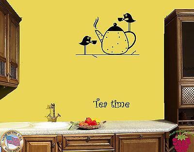 Vinyl Decal Wall Stickers Tea Time Birds Drinking Tea For Kitchen (z1792)