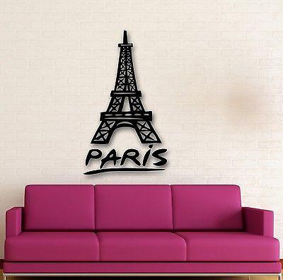 Wall Stickers Vinyl Decal Paris France Eiffel Tower Romantic Travel Unique Gift (ig670)