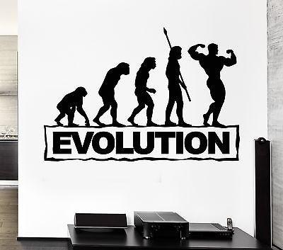 Gym Sports Wall Decal Bodybuilding Fitness Evolution Stickers Art Mural Unique Gift (ig2511)