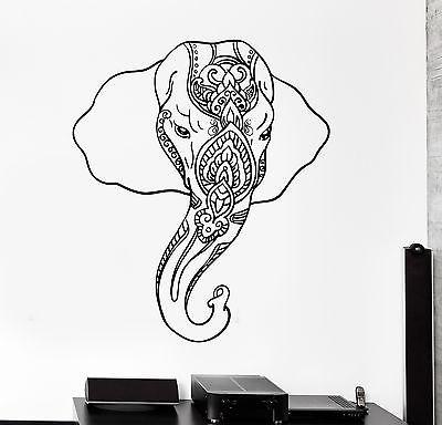 Wall Vinyl Decal Sticker Elephant Indian Style Animals Ornament Mural Unique Gift (z3350)