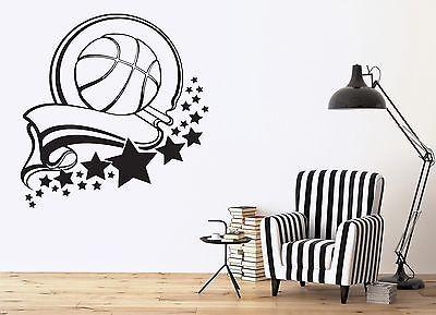Wall Stickers Vinyl Decal Sport Healthy Basketball Victory Ribbon Stars Unique Gift (n236)