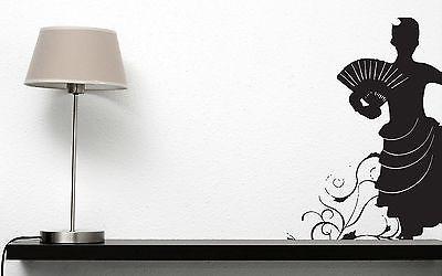 Wall Sticker Vinyl Decal Beautiful Girl Dancing Flamenco Fan Fluffy Dress Unique Gift (n113)