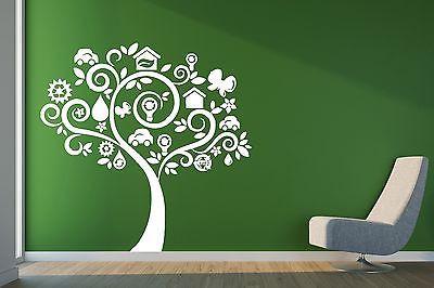 Wall Vinyl Sticker Wish Tree Human Needs Peace Love Beauty Machine Unique Gift (n098)