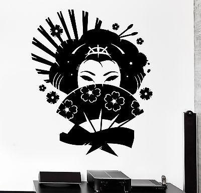 Wall Decal Geisha Japan Oriental Woman Fan Girl Decor Vinyl Stickers Unique Gift (ig2592)