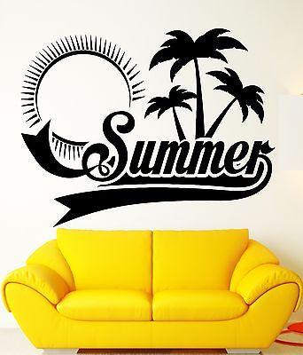 Wall Sticker Vinyl Decal Summer Palm Beach Relax Tropical Sun Decor (ig2143)