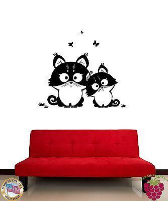 Wall Stickers Vinyl Decal Cats Kitty Butterfly Pets For Living Room Unique Gift (z1718)
