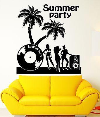 Summer Party Wall Stickers Night Club Palms Vinyl Decal Unique Gift (ig2438)