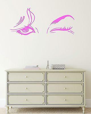 Vinyl Decal Beautiful Woman Beauty Salon Female Eye Makeup Sexy Girl Wall Stickers Unique Gift (ig1416)