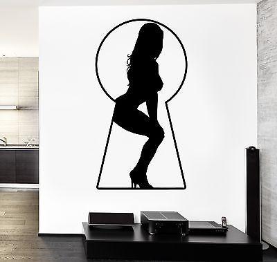 Wall Decal Sexy Naked Nude Girl Woman Key Hole Vinyl Sticker Unique Gift (z3609)