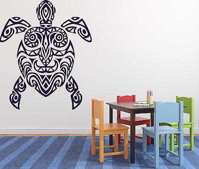 Wall Vinyl Sticker Decal Tortoise Shell African Motifs Painted with Mask Unique Gift (n142)