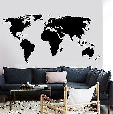 Wall Decal World Map Atlas Vinyl Sticker For Living Room Unique Gift (z2836)