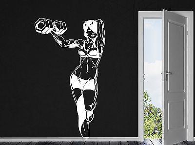 Wall Vinyl Sticker Miss Beautiful Fitness Muscle Dumbbells Figure Force Unique Gift (n218)