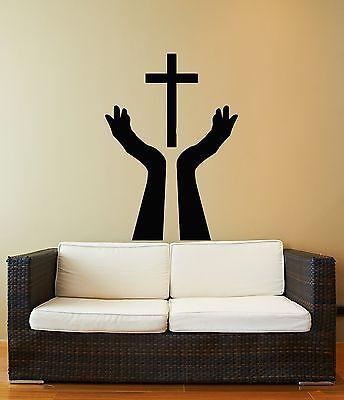 Wall Stickers Vinyl Decal Religion Religious Symbol Holy Cross Praying  (z1840)
