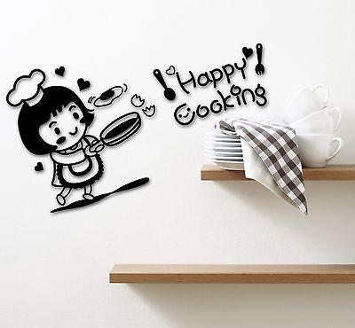 Wall Stickers Vinyl Decal for Kitchen Chef Happy Cooking Restaurant Unique Gift ig1338