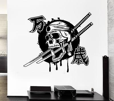 Wall Decal Samurai Swords Skull Blood Japan Ninja Weapons Vinyl Stickers Unique Gift (ed093)