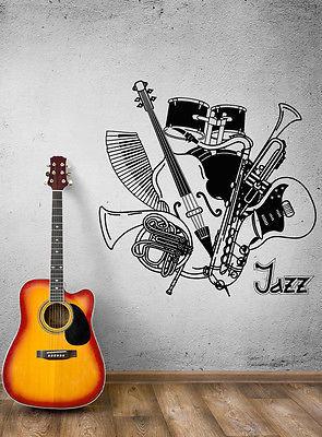 Wall Decal Music Jazz Blues Saxophone Music Orchestra Vinyl Stickers Unique Gift (ed013)