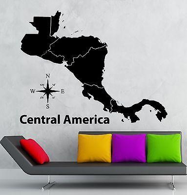 Wall Decal Map School Geography Central America Vinyl Stickers Art Mural Unique Gift ig2553