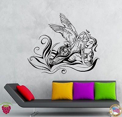 Wall Stickers Vinyl Decal KIssing Angel Love Romantic Flower Decor Unique Gift (z1955)