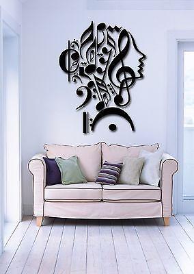 Vinyl Decal Wall Stickers Notes Music Woman Teen Girl Face Decor Unique Gift (z1983)