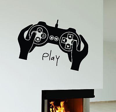 Front Playing Sticker Wall Stickers Joystick Video Game Gamer Play Room Boy Teen Vinyl Decal ...