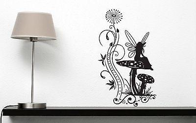 Wall Sticker Charming Little Fairy Fly Agaric Grass Вandelion Vinyl Decal Unique Gift (n323)