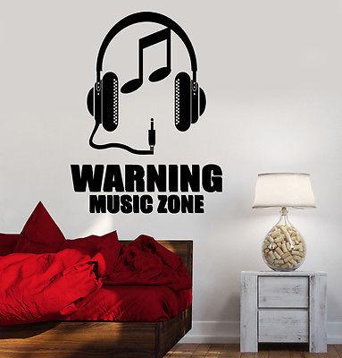 Wall Vinyl Music Zone Headphones Notes Guaranteed Quality Decal Unique Gift (z3504)