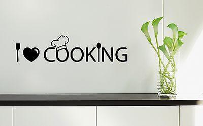 Wall Stickers Vinyl Decal Kitchen I Love  Cooking Chef Unique Gift ig1449