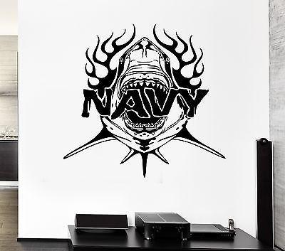Wall Decal Navy Shark Army Predator Fangs War Soldiers Vinyl Stickers Unique Gift (ed137)