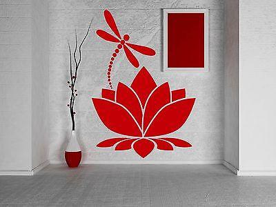 Wall Vinyl Sticker Decal Lotus Flower Dragonfly Meditation Yoga Studio Unique Gift (z2909)