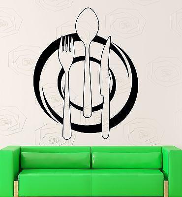 Wall Decal Kitchen Restaurant Cafe Decor Dish Cutlery Vinyl Stickers Art Unique Gift ig2554