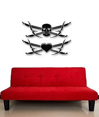 Wall Stickers Vinyl Decal Death Skull Cold Weapon Sword Heart Unique Gift (ig488)