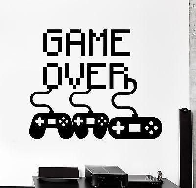 Wall Decal Gaming Joystick Joypad Gamepad Game Over Vinyl Decal Unique Gift (z3107)