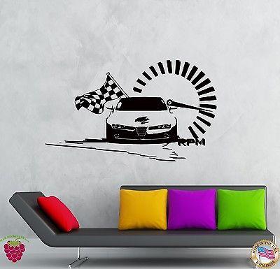 Wall Stickers Vinyl Decal Speed Racing Checked Flag Car Nascar   (z2139)