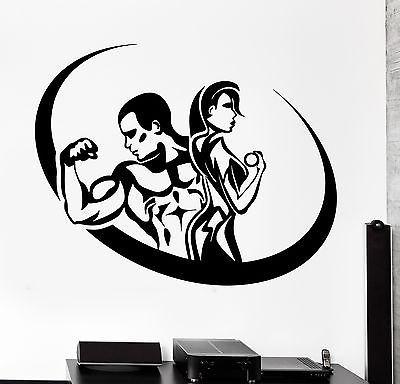 Wall Sticker Sport Fitness Bodybuilding Man And Woman Gym Vinyl Decal Unique Gift (z3067)