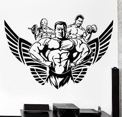 Wall Sticker Sport Bodybuilding Bodybuilder Muscle Winged Vinyl Decal Unique Gift (z3078)