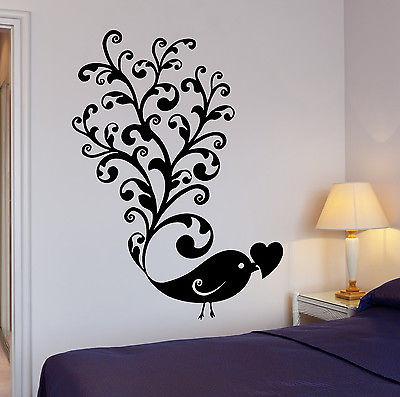 Wall Stickers Bird Love Romance Pattern Great Room Decor Vinyl Decal Unique Gift (i543)