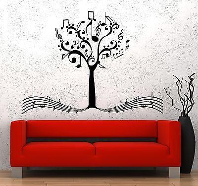 Wall Vinyl Music Notes Tree For Bedroom Guaranteed Quality Decal Unique Gift (z3529)