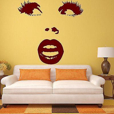 Wall Sticker Vinyl Decal Beautiful Woman Face Surprised Eye Lips Makeup Unique Gift (ig1364)