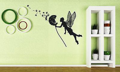 Wall Vinyl Sticker Decal Little Fairy Carries Dandelion Seeds Fly Away Unique Gift (n168)