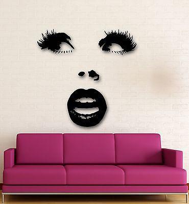 Wall Sticker Vinyl Decal Beautiful Woman Face Surprised Eye Lips Makeup Unique Gift (ig1364)