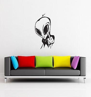 Wall Stickers Allien Show Middle Finger Funny for Living Room Unique Gift z1293