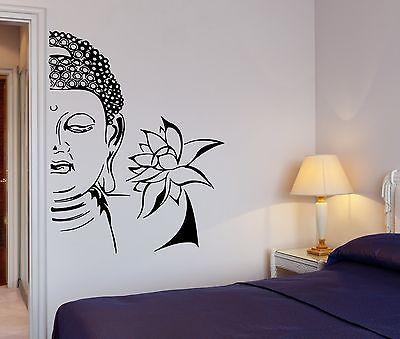 Wall Decal Buddha And Lotus Head Buddhism Buddhist Relaxation Decor Unique Gift (z2657)