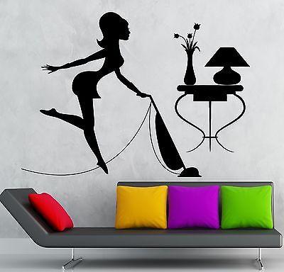 Wall Stickers Housewife Cleaning Cleaner Woman Maid Vacuums Vinyl Decal Unique Gift (ig2389)
