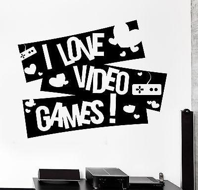 Wall Sticker Gaming I Love Video Games Gamer Vinyl Decal Unique Gift (z3092)